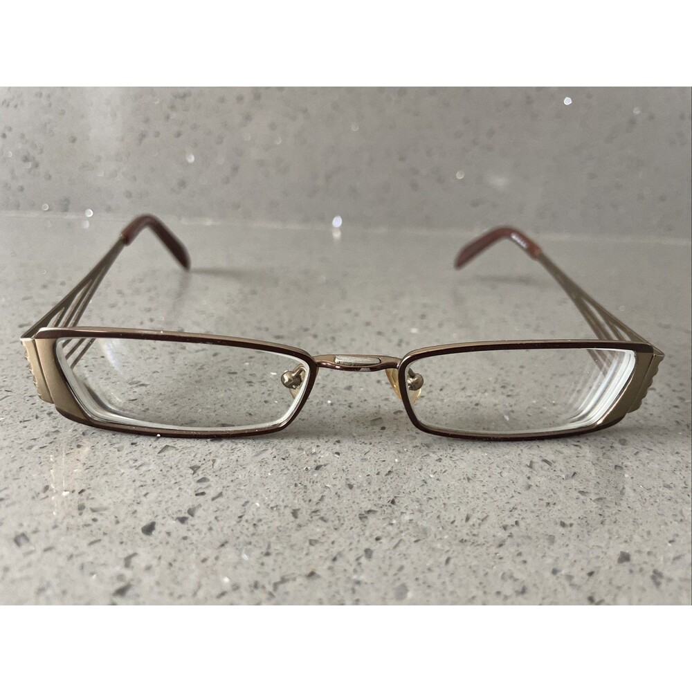 Easyclip Eyeglasses Frames ONLY P6061 Brown Metal Full Rim rectangle 50-18-140